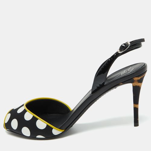 Giuseppe Zanotti Multicolor Satin and Leather Polka Dot Slingback Sandals Size 37.5 - Giuseppe Zanotti - Modalova