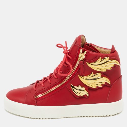 Giuseppe Zanotti Red Leather Wings Detail High Top Sneakers Size 42 - Giuseppe Zanotti - Modalova
