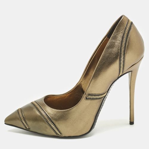 Giuseppe Zanotti Bronze Metallic Leather Zipper Accent Pumps Size 37 - Giuseppe Zanotti - Modalova