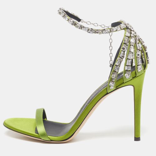 Adele Size 38 Satin Crystal Embellished Ankle Strap Sandals - Giuseppe Zanotti - Modalova