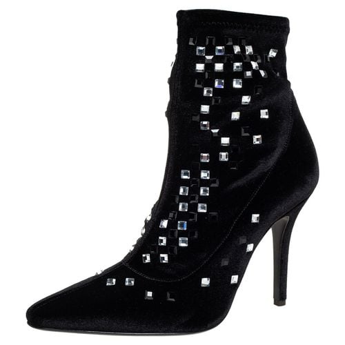 Giuseppe Zanotti Black Velvet Embellished Boots Size 37 - Giuseppe Zanotti - Modalova