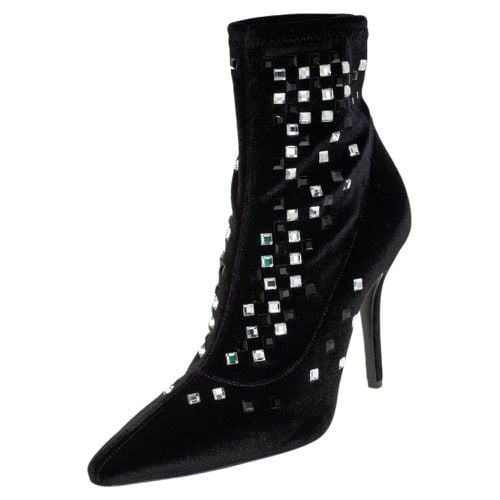 Giuseppe Zanotti Black Velvet Crystal Embellished Ankle Boots Size 36 - Giuseppe Zanotti - Modalova