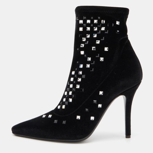 Velvet Crystal Embellished Ankle Booties Size 38 - Giuseppe Zanotti - Modalova