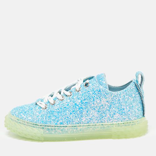 Giuseppe Zanotti Blue Blabber Glitter Low Top Sneakers Size 38 - Giuseppe Zanotti - Modalova