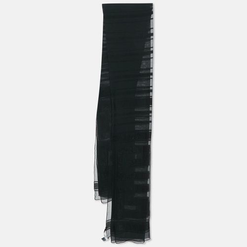 Givenchy Black Logo Patterned Silk Blend Scarf - Givenchy - Modalova