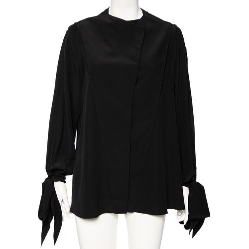 Givenchy Black Silk Sleeve Tie Detail Button Front Collarless Shirt M - Givenchy - Modalova