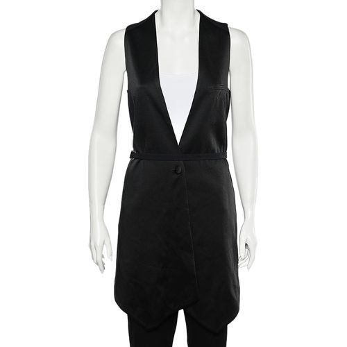 Givenchy Black Two Tone Sateen Belted Asymmetric Hem Vest M - Givenchy - Modalova