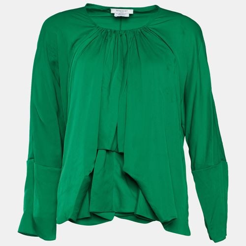 Givenchy Green Synthetic Draped Long Sleeve Blouse M - Givenchy - Modalova