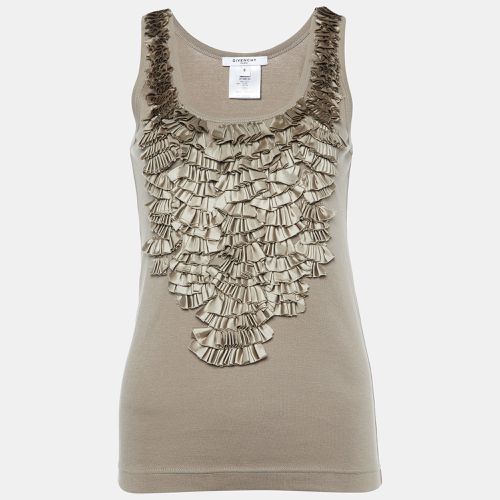 Givenchy Greige Cotton Ruffled Detail Tank Top S - Givenchy - Modalova