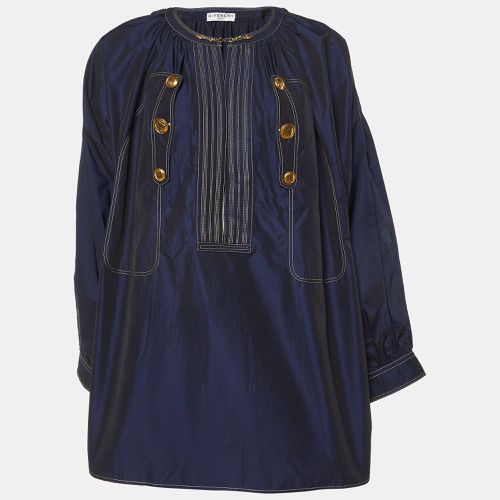 Givenchy Navy Blue Cotton Detailed Hook & Button Blouse L - Givenchy - Modalova