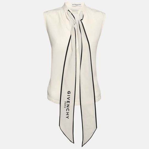 Givenchy Cream Silk Logo Scarf Detail Top S - Givenchy - Modalova