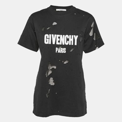 Givenchy Black Logo Print Distressed Cotton Crew Neck T-Shirt XXS - Givenchy - Modalova