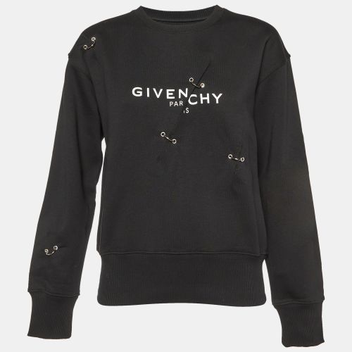 Givenchy Black Cotton Logo Print Ring Embellished Sweatshirt S - Givenchy - Modalova