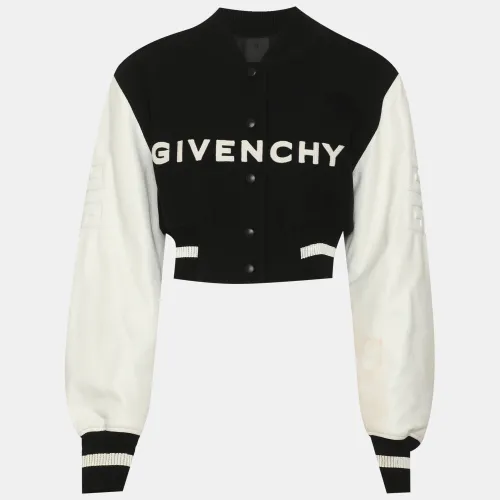 White/ Wool Blend and Leather Cropped Varsity Jacket S - Givenchy - Modalova