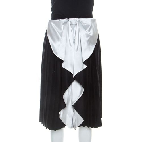 Givenchy Black Wool Contrast Bow Detail Pleated Skirt S - Givenchy - Modalova