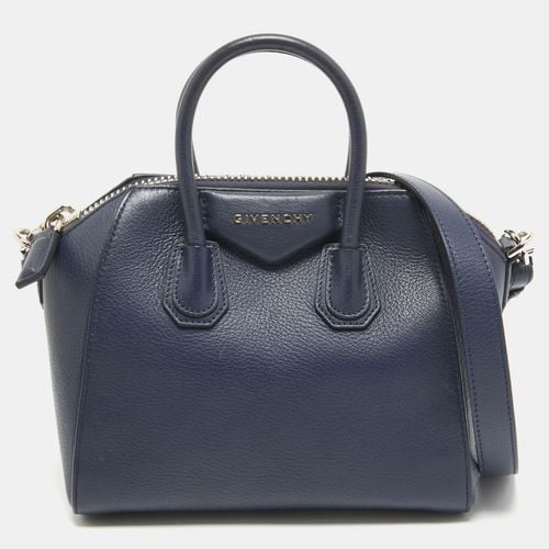 Givenchy Navy Blue Leather Mini Antigona Satchel - Givenchy - Modalova