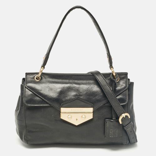 Givenchy Black Leather Pushlock Flap Top Handle Bag - Givenchy - Modalova