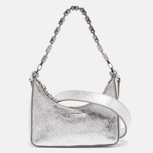 Givenchy Silver Crinkled Patent Leather Mini Moon Cutout Crossbody Bag - Givenchy - Modalova