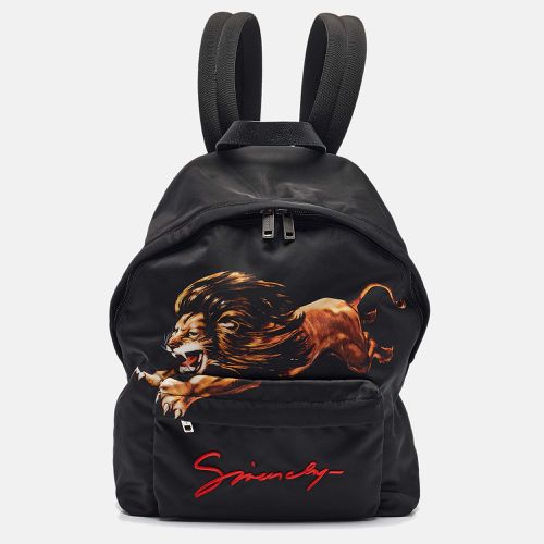 Givenchy Black Leather and Nylon Lion Print Backpack - Givenchy - Modalova