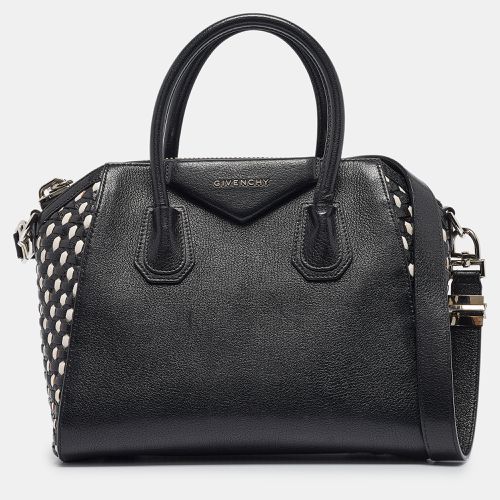 Givenchy Black/White Leather Small Woven Antigona Satchel - Givenchy - Modalova