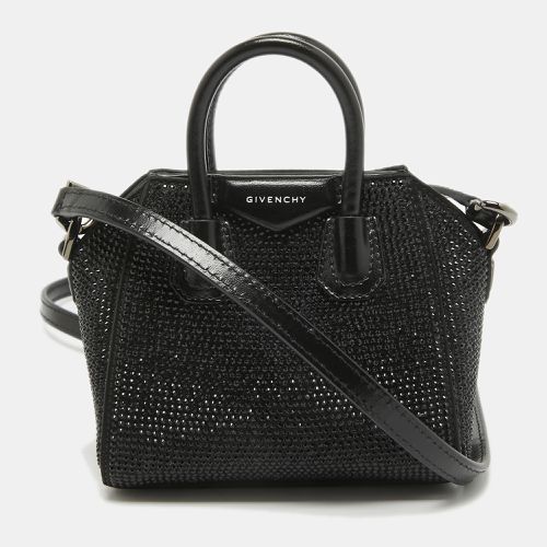 Givenchy Black Satin and Leather Micro Antigona Crystals Crossbody Bag - Givenchy - Modalova