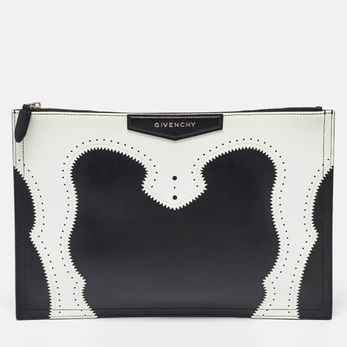 Givenchy Black/White Leather Antigona Zip Pouch - Givenchy - Modalova