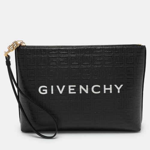 Givenchy Black Monogram Coated Canvas Logo Detail 4G Pouch - Givenchy - Modalova