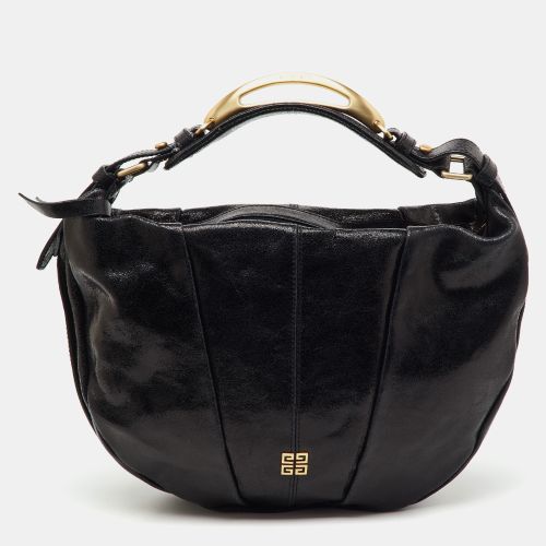 Givenchy Black Crinkled Glossy Leather Metal Handle Hobo - Givenchy - Modalova