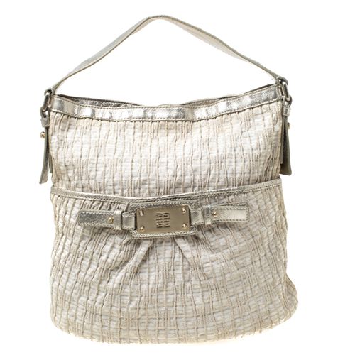 Givenchy Beige Shimmering Canvas and Leather Trim Hobo - Givenchy - Modalova