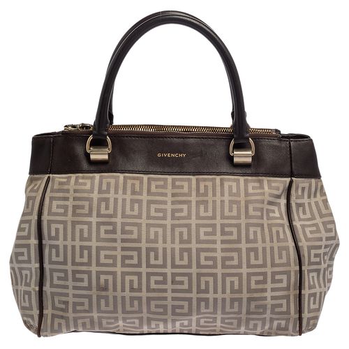 Givenchy Dark Brown/White Monogram Canvas and Leather Double Zip Tote - Givenchy - Modalova