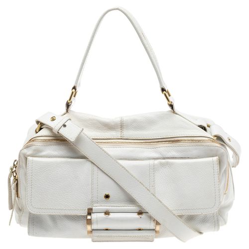 Givenchy White Leather East West Buckle Top Handle Bag - Givenchy - Modalova