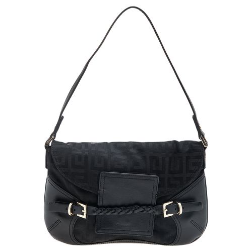 Givenchy Black Monogram Canvas And Leather Flap Shoulder Bag - Givenchy - Modalova