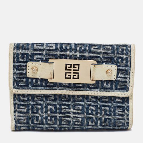 Givenchy Blue/Cream Monogram Canvas and Leather Metal Flap Compact Wallet - Givenchy - Modalova