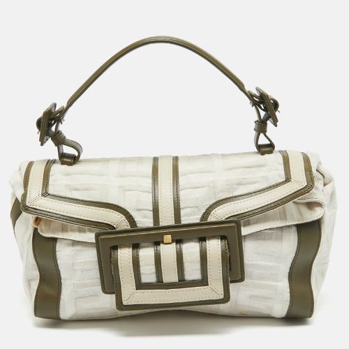 Givenchy White/Olive Green Signature Fabric and Leather Top Handle Bag - Givenchy - Modalova