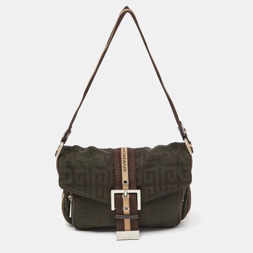 Givenchy Green/Brown Monogram Fabric Buckle Flap Baguette Bag - Givenchy - Modalova