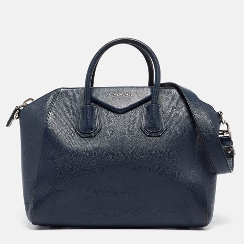 Givenchy Navy Blue Leather Medium Antigona Satchel - Givenchy - Modalova