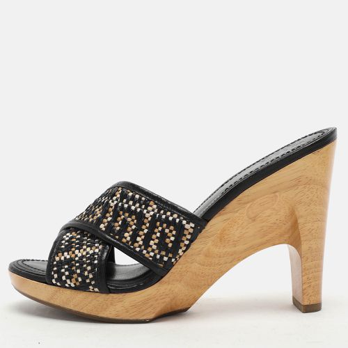 Woven Fabric and Leather Criss Cross Slide Sandals Size 36 - Givenchy - Modalova