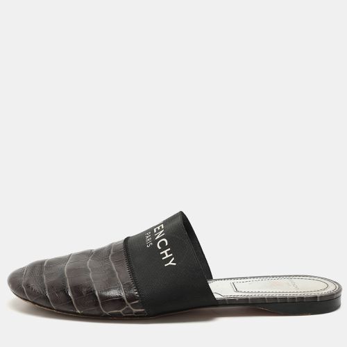 Givenchy Black Croc Embossed Leather and Elastic Bedford Mules Size 38 - Givenchy - Modalova