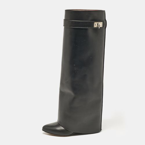 Givenchy Black Leather Shark Lock Wedge Knee High Boots Size 38 - Givenchy - Modalova