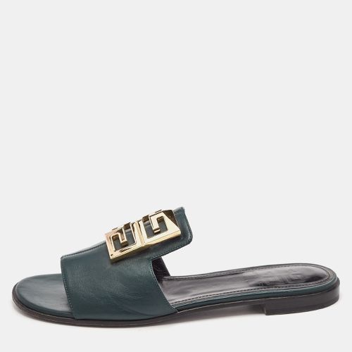 Givenchy Dark Green Leather 4G Flat Slides Size 40 - Givenchy - Modalova