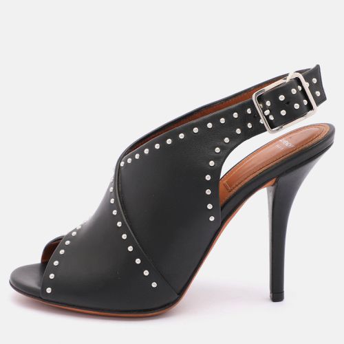 Givenchy Black Leather Studded Peep Toe Slingback Sandals Size 35.5 - Givenchy - Modalova