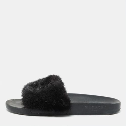 Givenchy Black Mink Fur Flat Slides Size 41 - Givenchy - Modalova