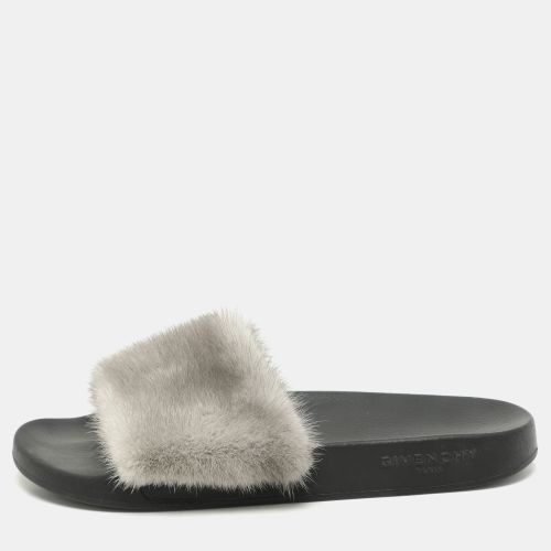 Givenchy Grey Mink Fur Flat Slides Size 40 - Givenchy - Modalova