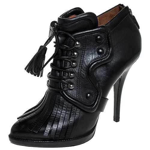 Givenchy Black Leather Fringe Lace Up Booties Size 37 - Givenchy - Modalova