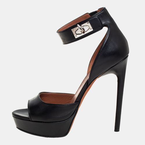 Givenchy Black Leather Shark Tooth Ankle Strap Open Toe Platform Sandals Size 39 - Givenchy - Modalova