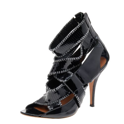 Givenchy Black Patent Leather Ankle Cuff Zipper Sandals Size 37 - Givenchy - Modalova