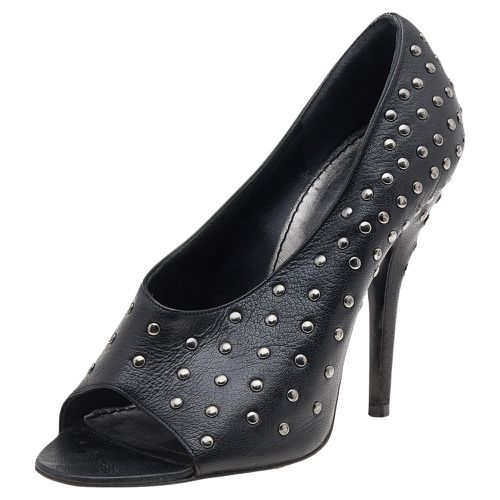 Givenchy Black Leather Studded Open Toe Pumps Size 37 - Givenchy - Modalova