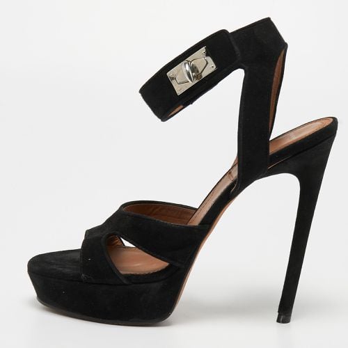 Givenchy Black Suede Shark Lock Ankle Strap Sandals Size 39 - Givenchy - Modalova