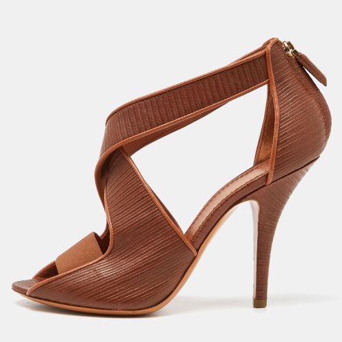 Givenchy Brown Textured Leather Cross Ankle Strap Sandals Size 37 - Givenchy - Modalova