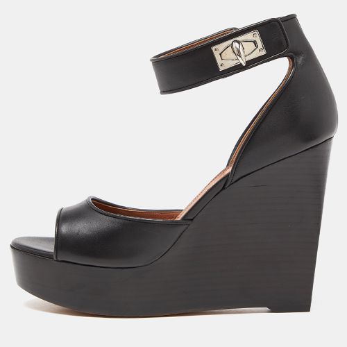 Givenchy Black Leather Shark Tooth Wedge Ankle Strap Sandals Size 39 - Givenchy - Modalova